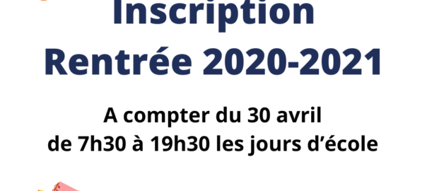 Inscriptions Ecole St Joseph Pluneret rentrée 2020-2021